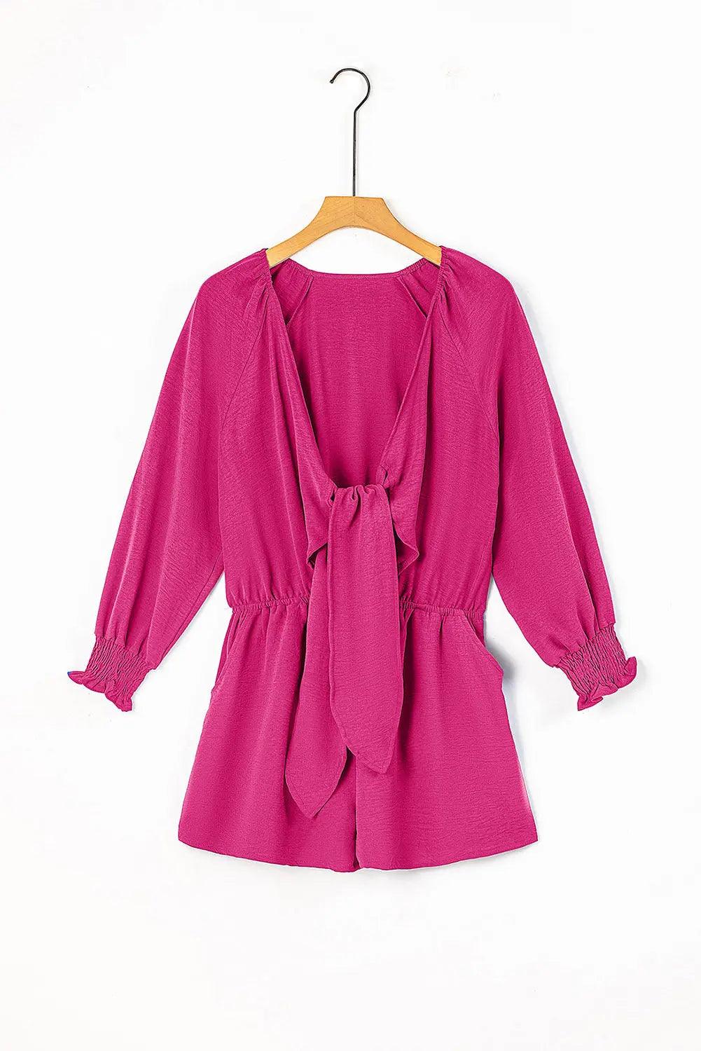 Tied Flounce Sleeve Plunge Romper.