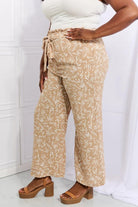 Heimish Right Angle Full Size Geometric Printed Pants in Tan - Elena Rae Co.