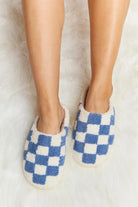 Melody Checkered Print Plush Slide Slippers - Elena Rae Co.