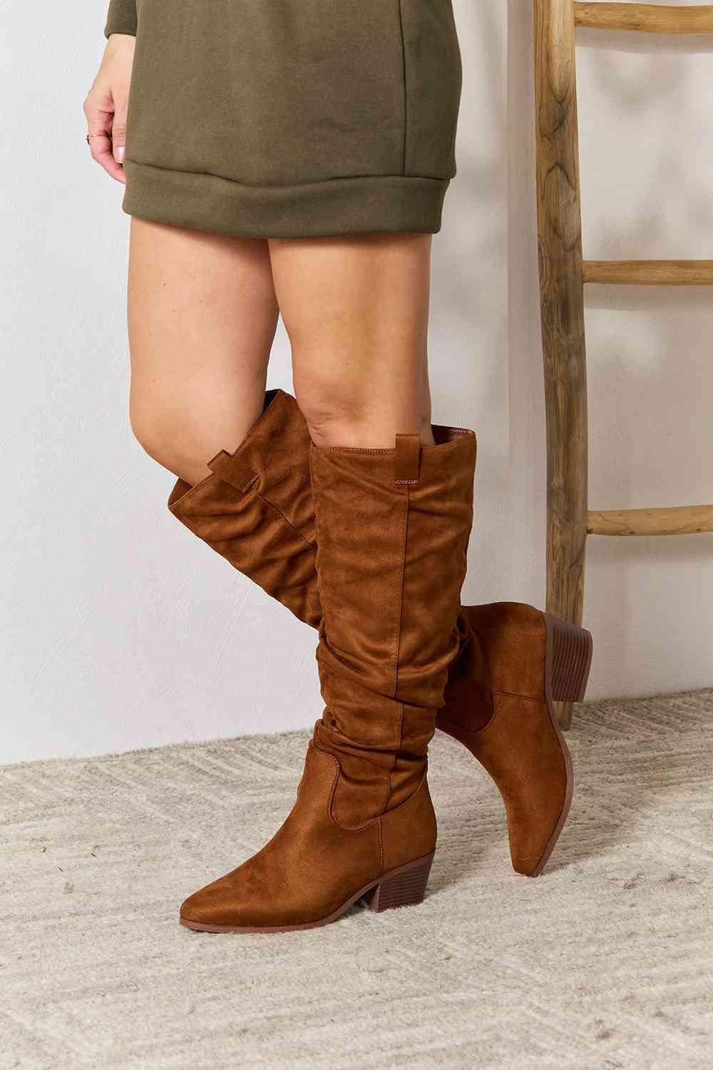 East Lion Corp Block Heel Knee High Boots - Elena Rae Co.