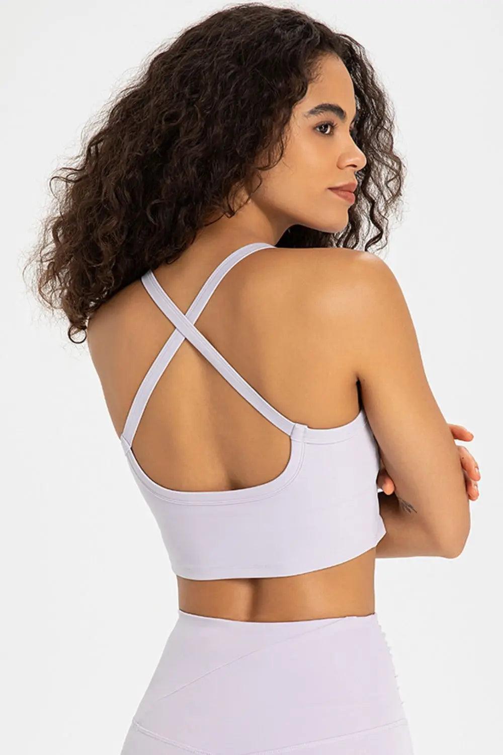 Crisscross Back V-Neck Sports Bra - Elena Rae Co.