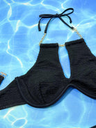 Halter Neck Chain Detail Two-Piece Bikini Set.