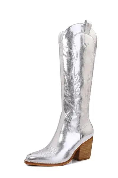 Melody Metallic Knee High Cowboy Boots - Elena Rae Co.