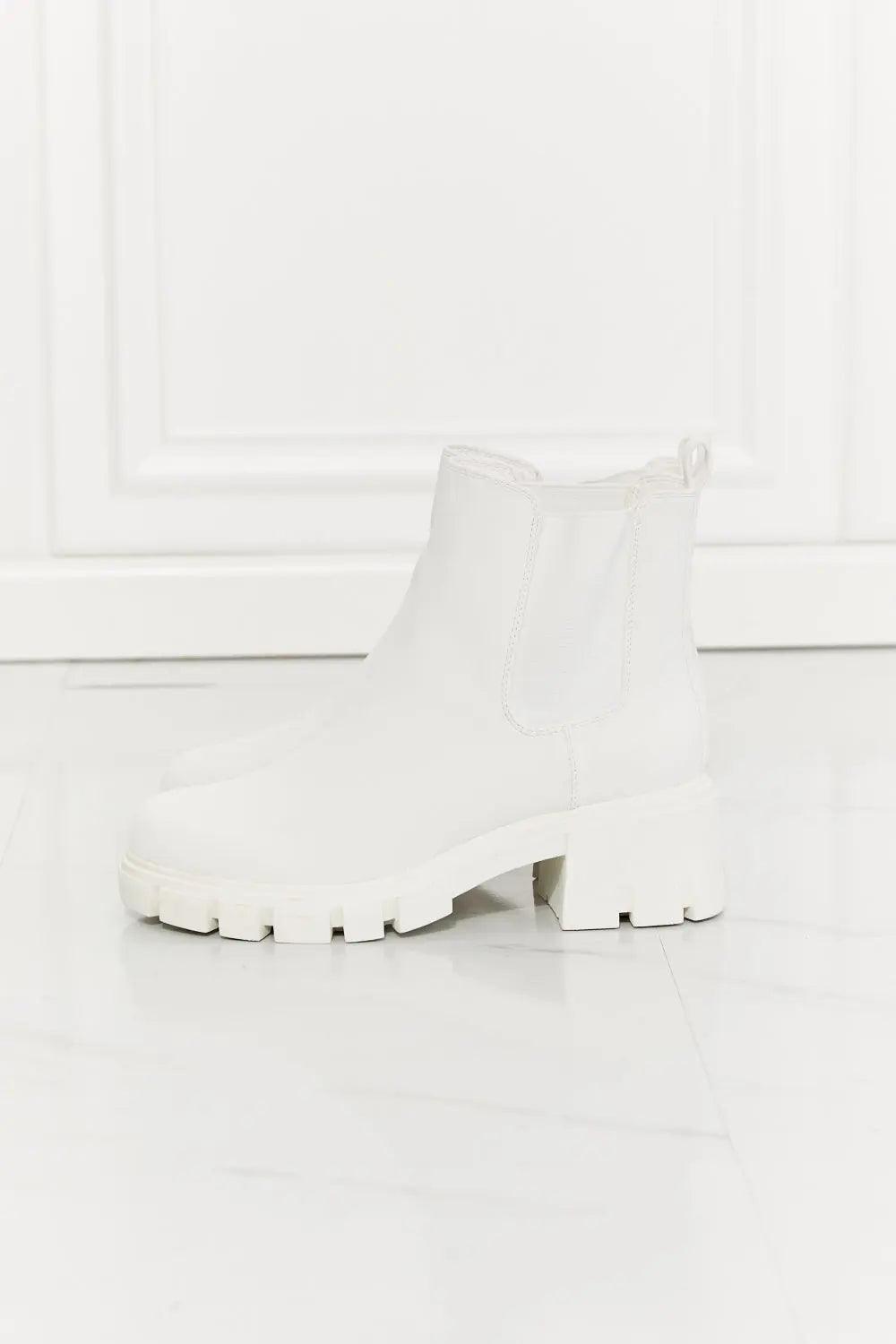 MMShoes Work For It Matte Lug Sole Chelsea Boots in White - Elena Rae Co.