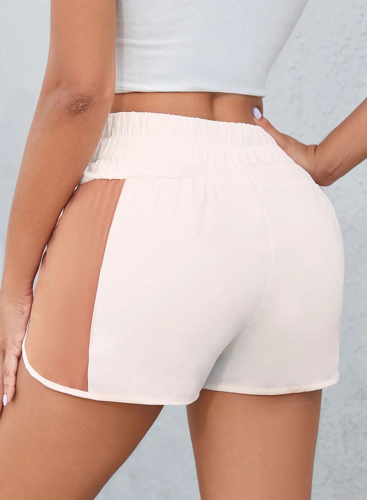 Color Block Wide Waistband Shorts - Elena Rae Co.