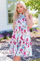 Floral Mock Neck Sleeveless Tiered Dress - Elena Rae Co.