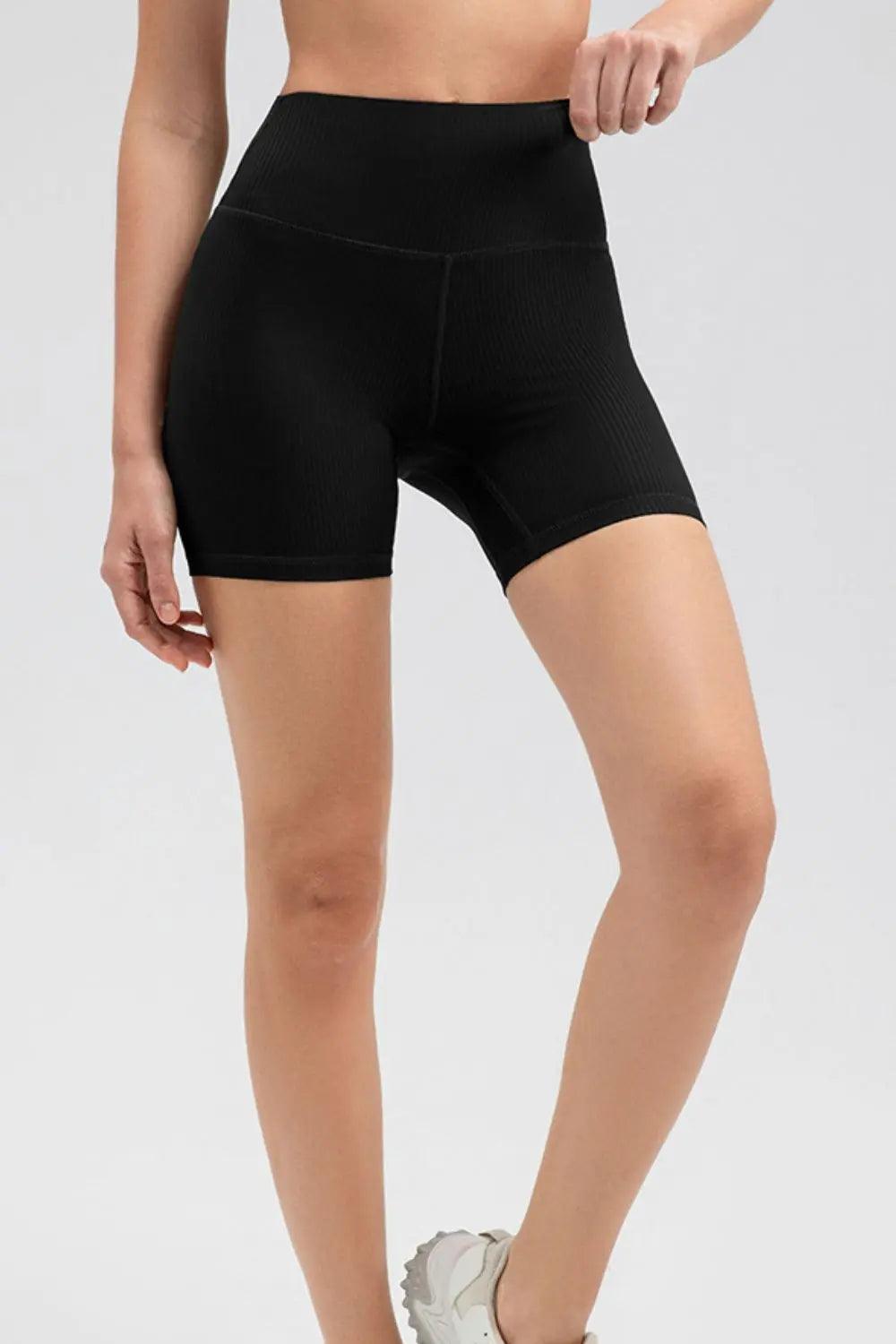 Wide Waistband Slim Fit Sports Shorts - Elena Rae Co.