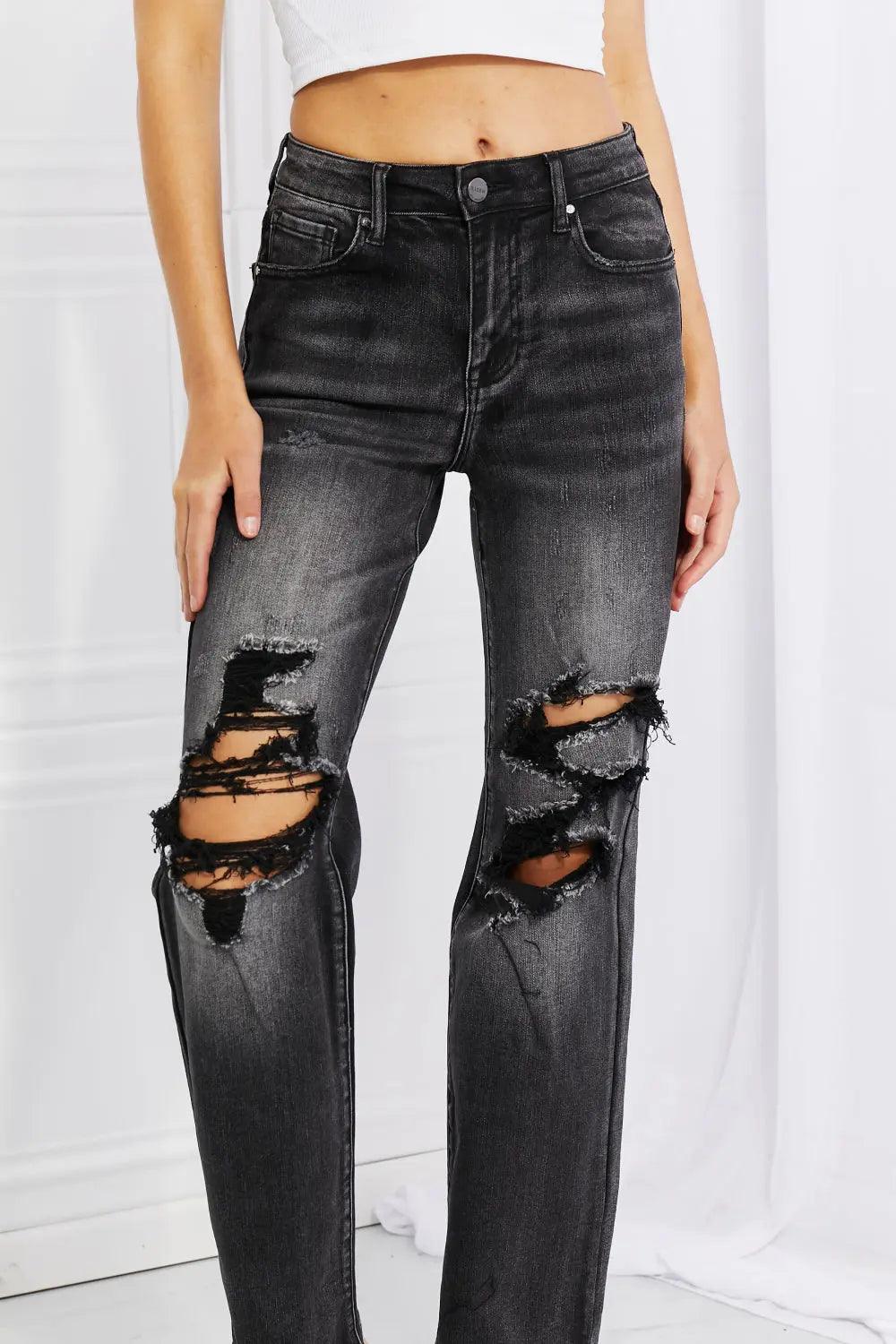 RISEN Full Size Lois Distressed Loose Fit Jeans.