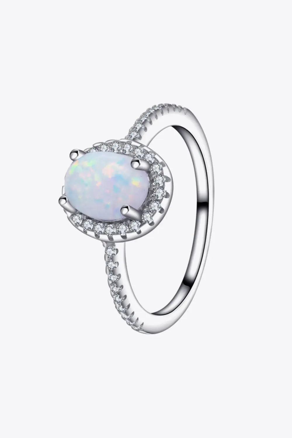 Opal 925 Sterling Silver Halo Ring - Elena Rae Co.