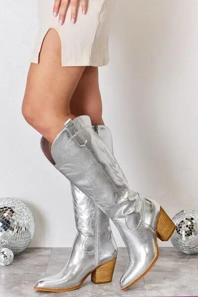 Melody Metallic Knee High Cowboy Boots - Elena Rae Co.