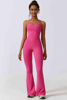 Halter Neck Flare Sport Jumpsuit - Elena Rae Co.