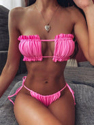 Frill Trim Ruched Bikini Set.