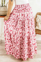 Printed Smocked Waist Maxi Skirt - Elena Rae Co.