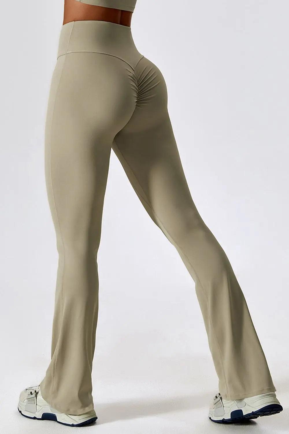 Wide Waistband Slim Fit Wide Leg Sports Leggings - Elena Rae Co.