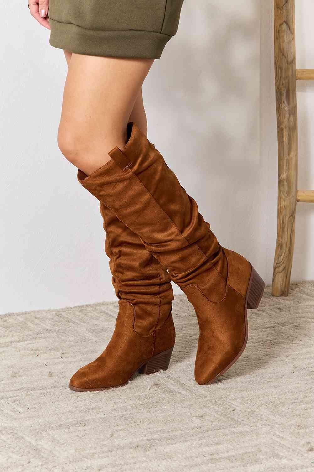 East Lion Corp Block Heel Knee High Boots - Elena Rae Co.