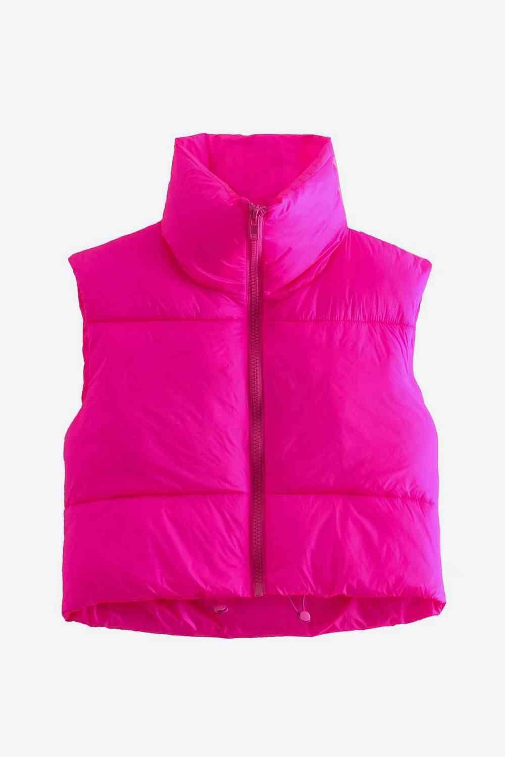 Zip-Up Drawstring Puffer Vest - Elena Rae Co.