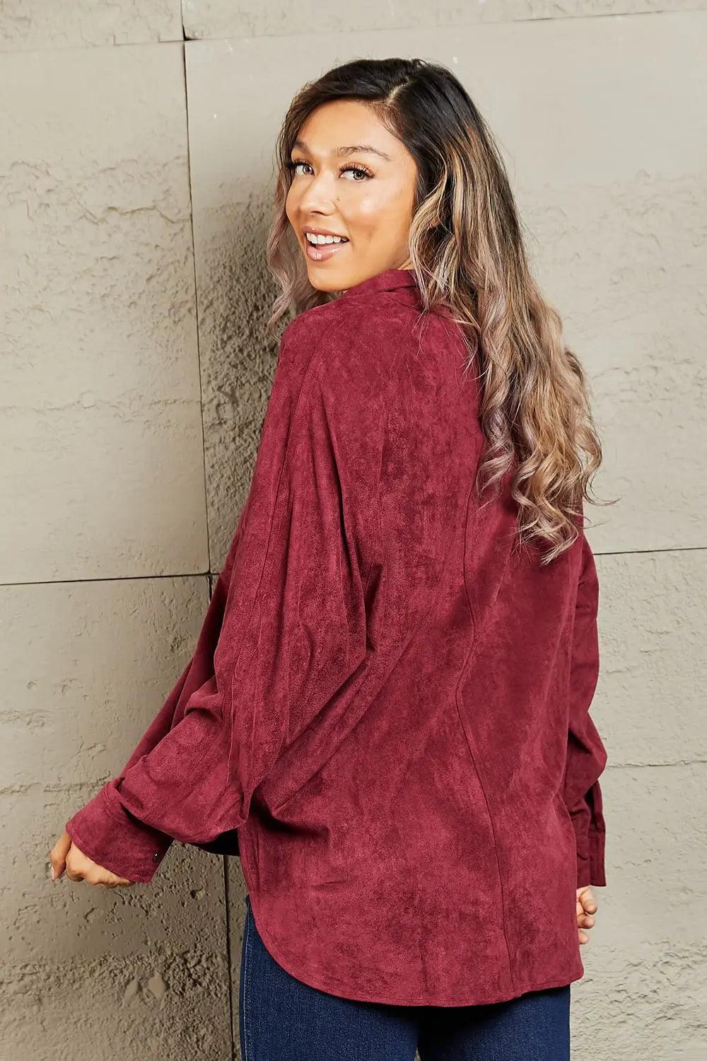 HYFVE Impressive Vibe Suede Button Down Shirt - Elena Rae Co.