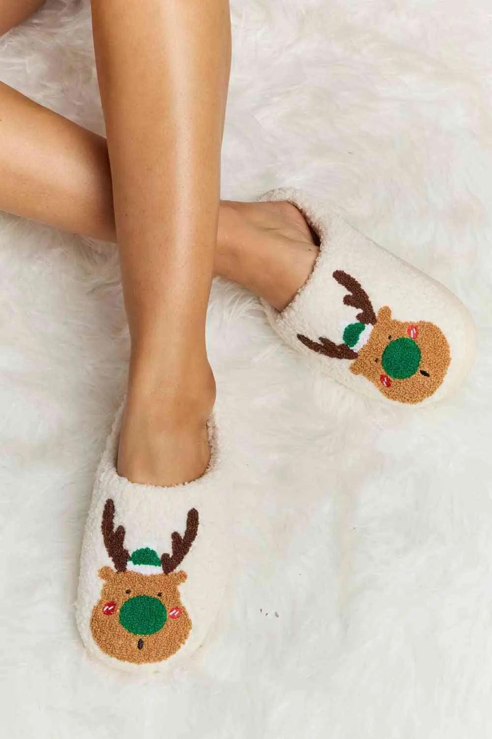 Melody Rudolph Print Plush Slide Slippers - Elena Rae Co.