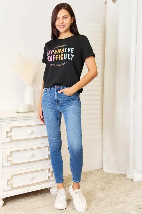 Simply Love Slogan Graphic Cuffed Sleeve T-Shirt - Elena Rae Co.