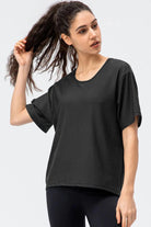 Round Neck Short Sleeve Active Tee - Elena Rae Co.