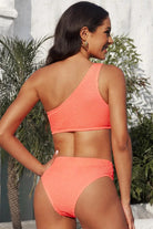 Textured One-Shoulder Bikini Set.