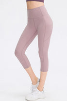 Wide Waistband Cropped Active Leggings with Pockets - Elena Rae Co.