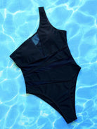 One-Shoulder Sleeveless One-Piece Swimsuit.