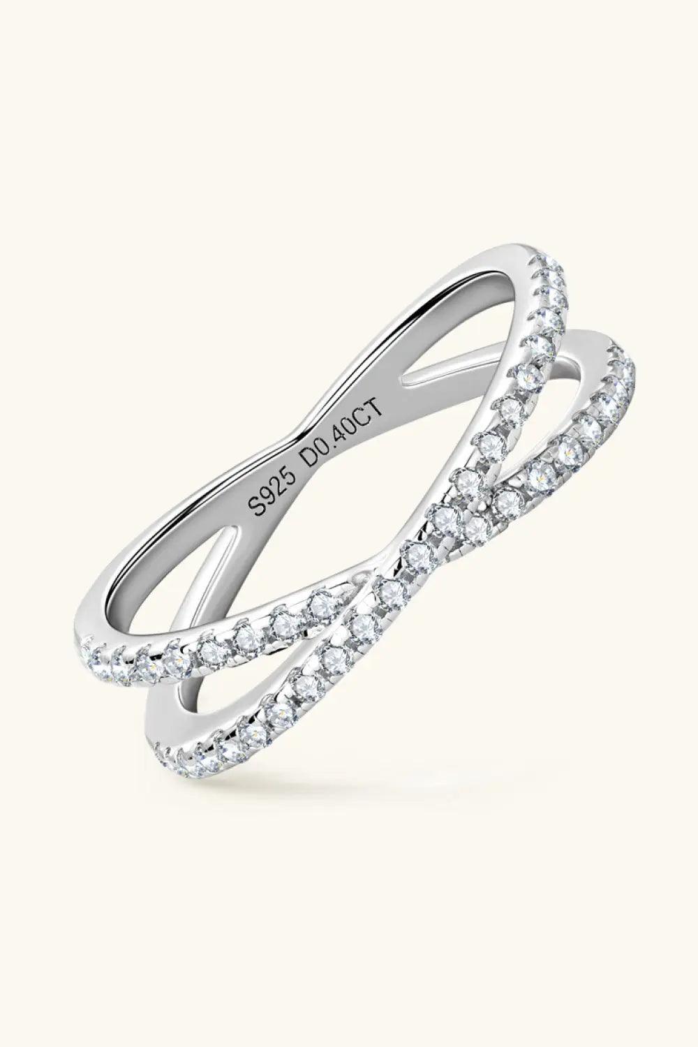 Moissanite 925 Sterling Silver Crisscross Ring - Elena Rae Co.