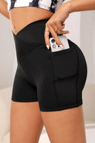 Wide Waistband Active Shorts with Pocket - Elena Rae Co.