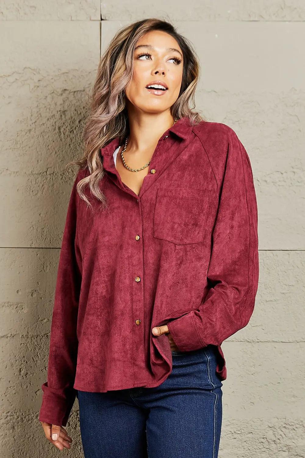 HYFVE Impressive Vibe Suede Button Down Shirt - Elena Rae Co.