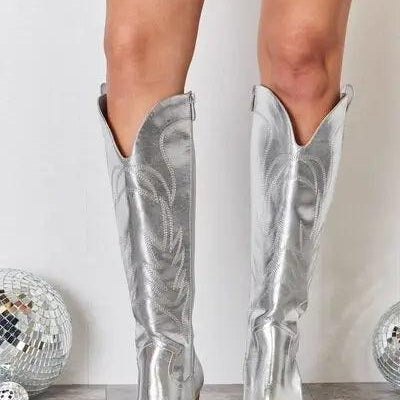 Melody Metallic Knee High Cowboy Boots - Elena Rae Co.