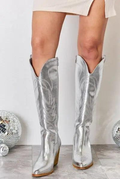 Melody Metallic Knee High Cowboy Boots - Elena Rae Co.