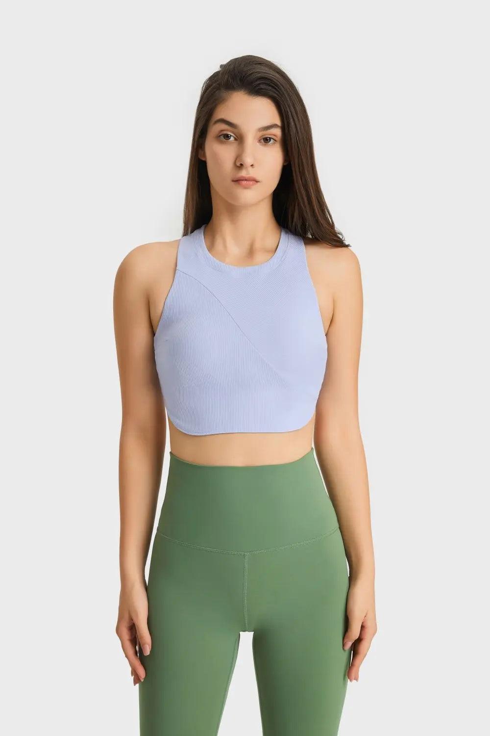 Racerback Hem Detail Sports Bra - Elena Rae Co.