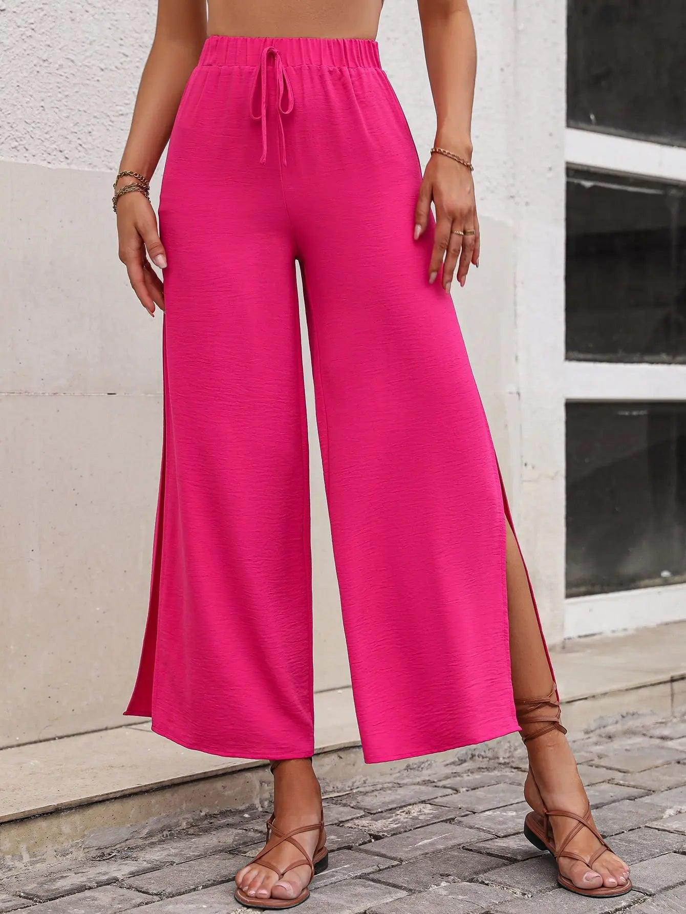 High Waist Slit Wide Leg Pants.