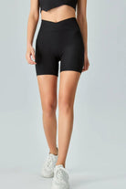 V-Waist Ribbed Sports Biker Shorts with Pockets - Elena Rae Co.