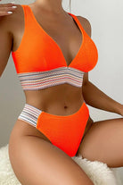 Contrast Textured High Cut Swim Set.