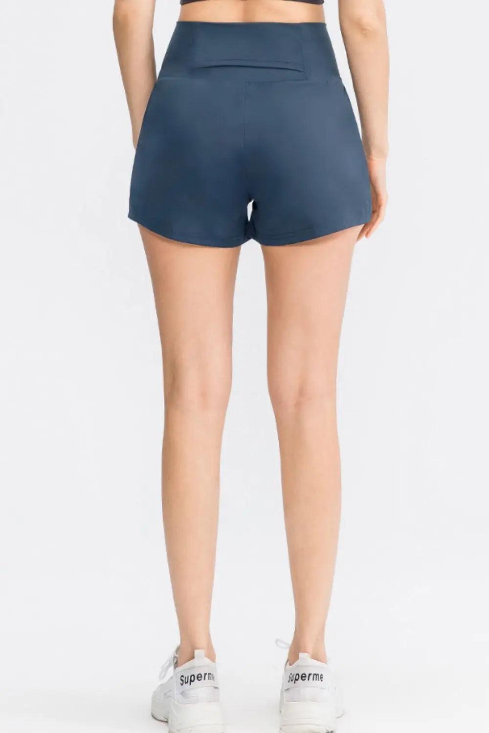 Wide Waistband Sports Shorts with Pockets - Elena Rae Co.