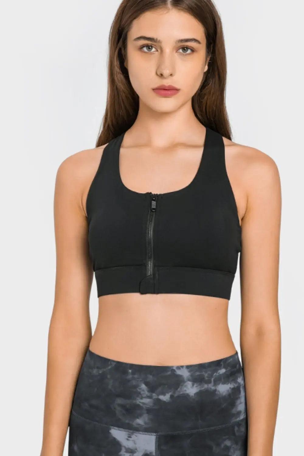 Zip Up Racerback Sports Bra - Elena Rae Co.