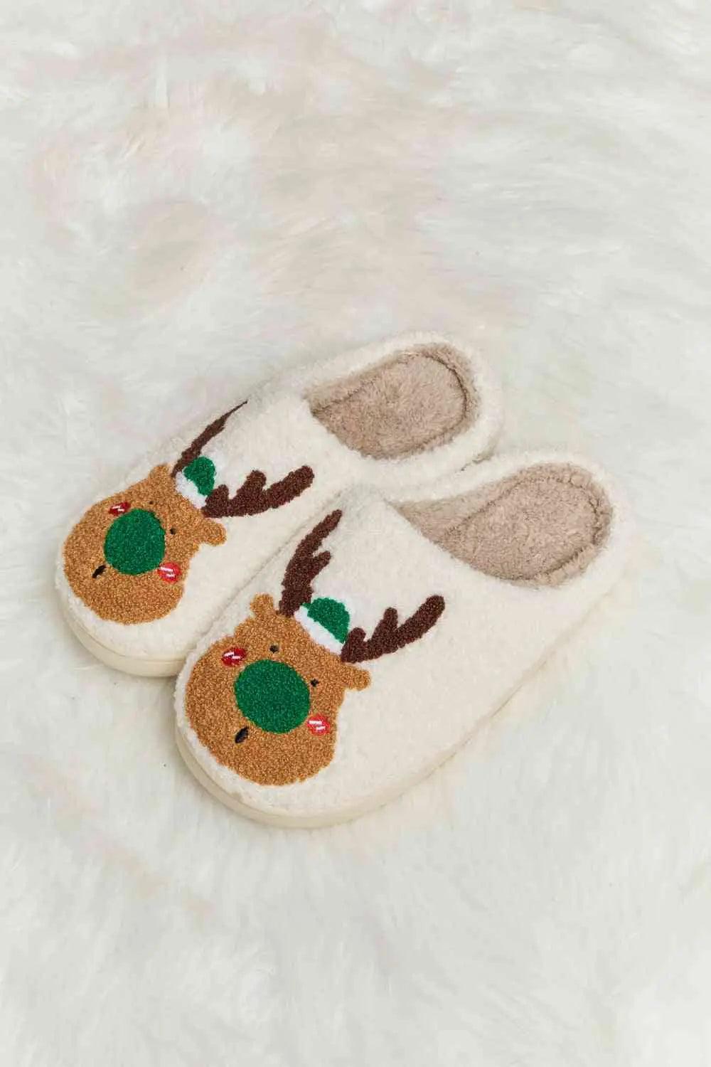 Melody Rudolph Print Plush Slide Slippers - Elena Rae Co.