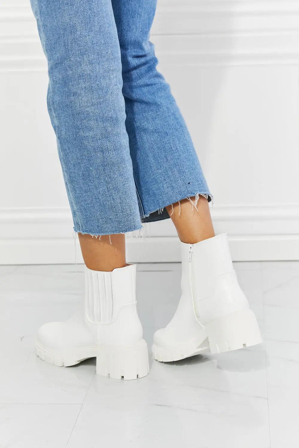 MMShoes What It Takes Lug Sole Chelsea Boots in White - Elena Rae Co.
