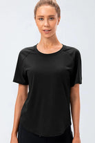 Round Neck Raglan Sleeve Active Tee - Elena Rae Co.