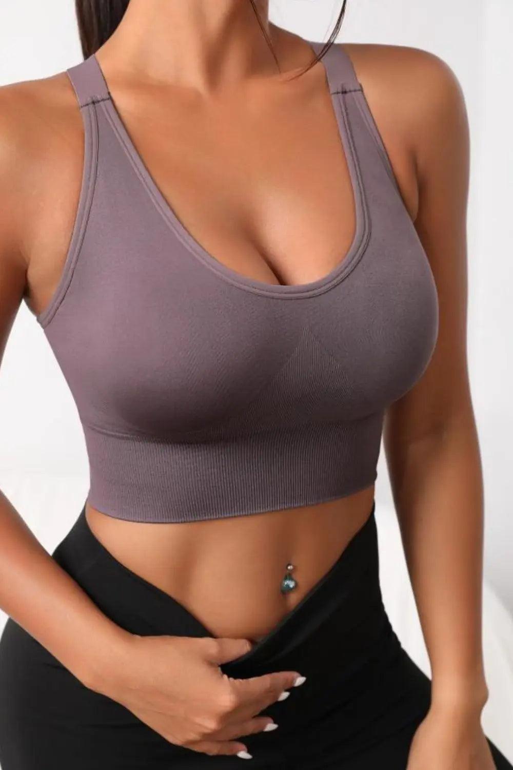 Scoop Neck Long Active Bra - Elena Rae Co.