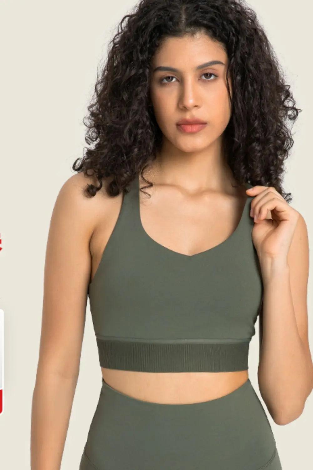 Feel Like Skin Racerback Halter Neck Sports Bra - Elena Rae Co.