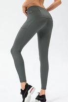 Full Size Slim Fit High Waist Long Sports Pants with Pockets - Elena Rae Co.