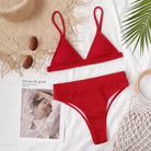 Spaghetti Strap Ribbed Bikini Set.