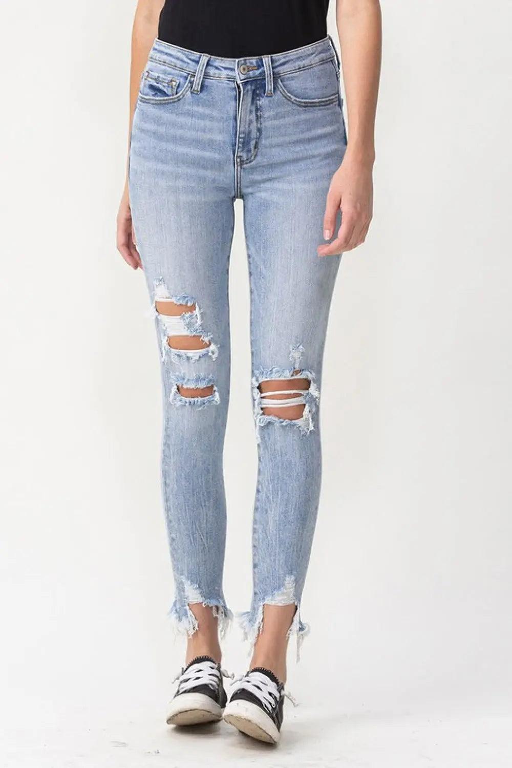 Lovervet Full Size Lauren Distressed High Rise Skinny Jeans.