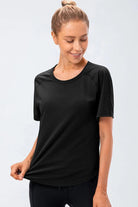 Round Neck Raglan Sleeve Active Tee - Elena Rae Co.