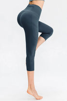 Wide Waistband Cropped Active Leggings with Pockets - Elena Rae Co.