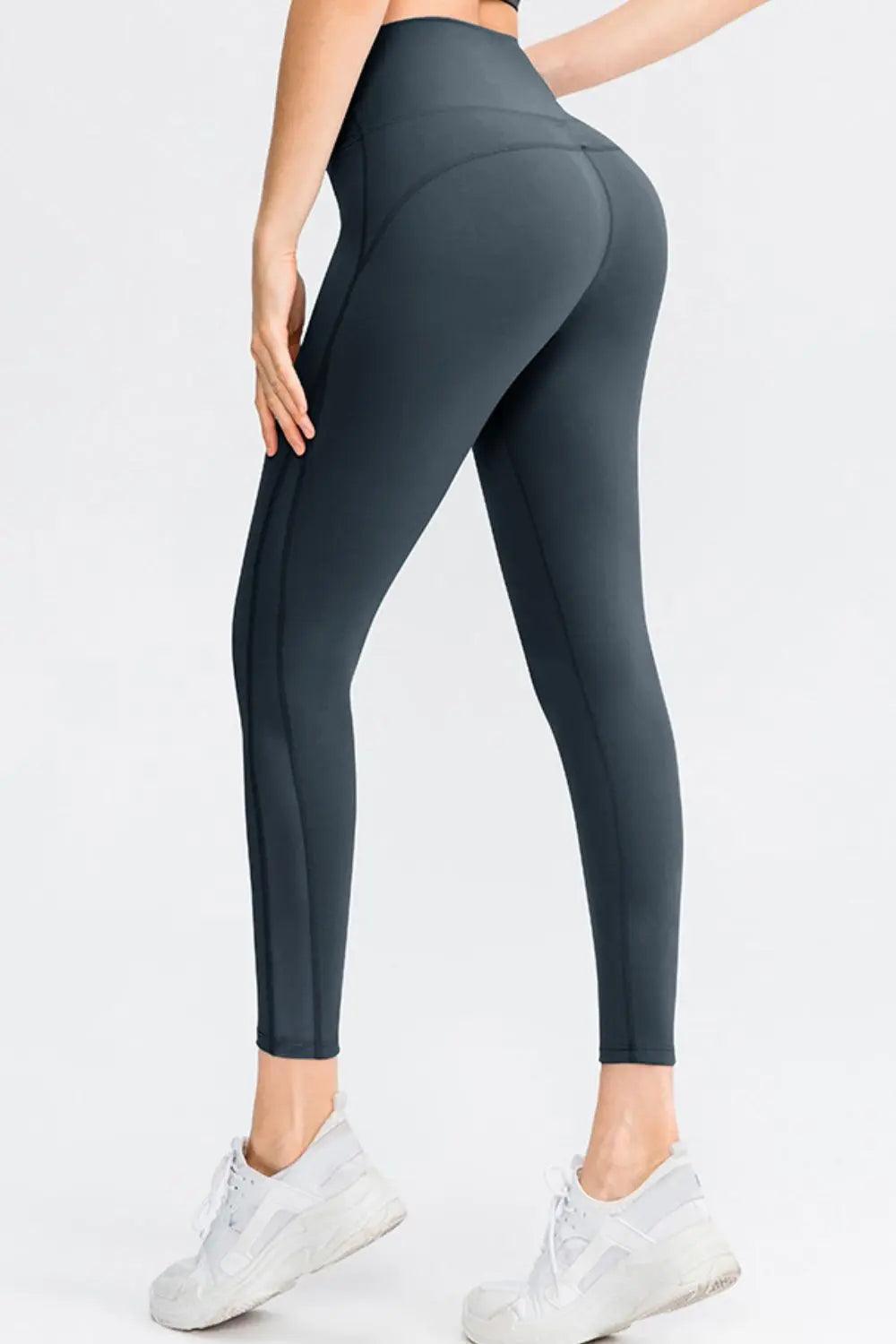 Wide Waistband Slim Fit Long Sports Pants - Elena Rae Co.
