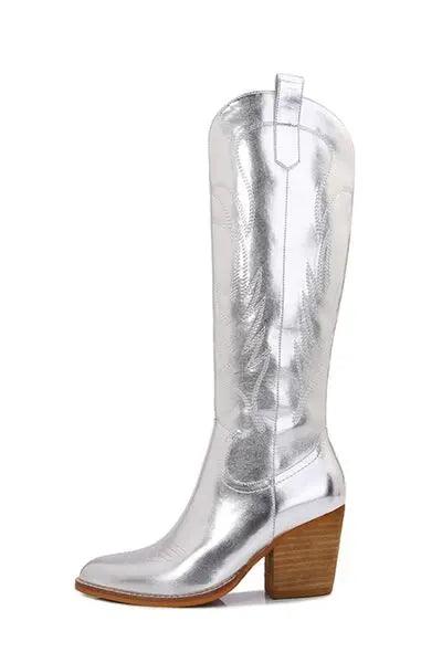 Melody Metallic Knee High Cowboy Boots - Elena Rae Co.